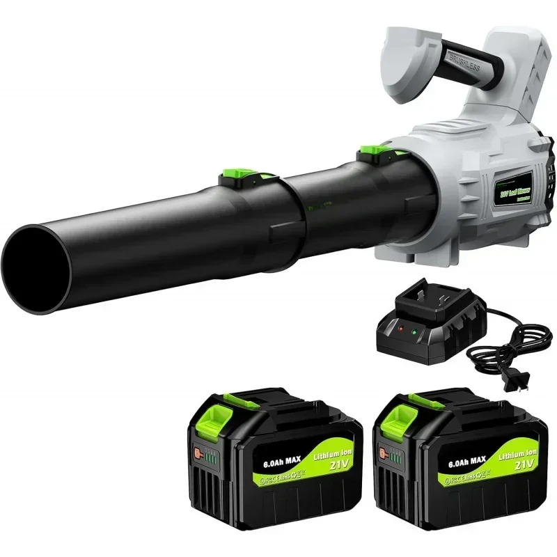 Leaf Blower Cordless - 新入荷 コードレスリーフブロワー、21V 2x6.0Ah 電動リーフブロワー、バッテリーと充電器付き、680CFM/190MPH 5段階調整可能