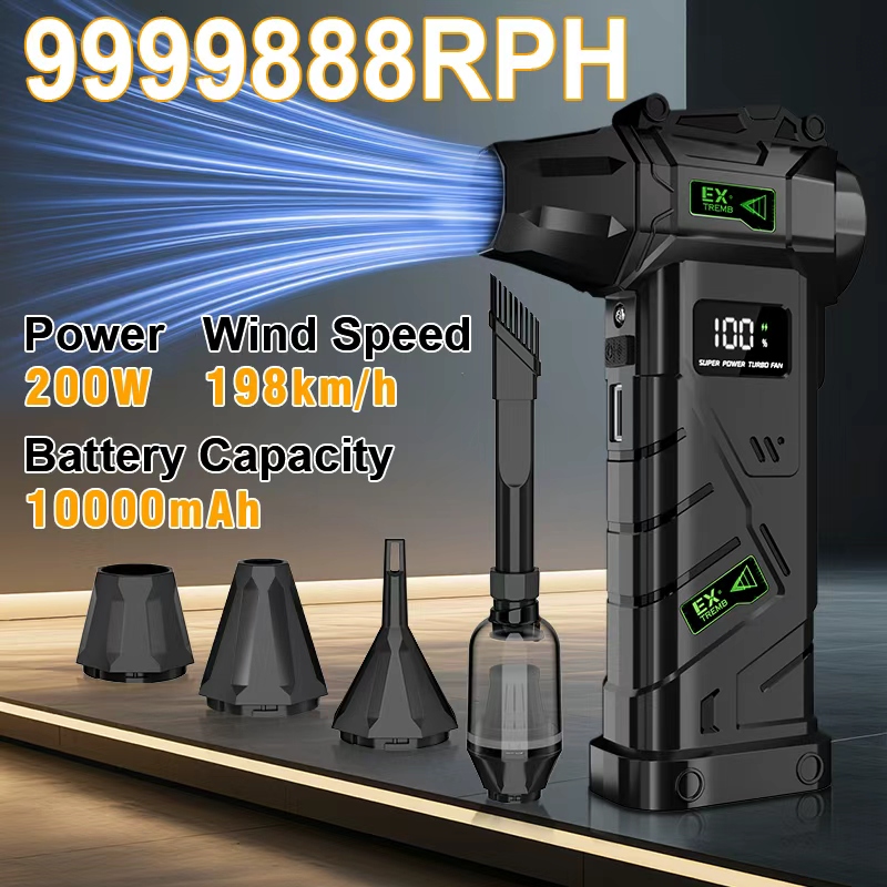 Leaf Blower Cordless - 9999888RPH 強力エアブロワー コードレス ターボジェットファン USB充電式 高速ブロワー