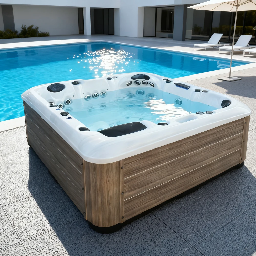 Outdoor Power For Hot Tub - サンランズ アクリルスパ浴槽 64個の強力ジェット付きホットタブ ジャグジー 屋外スパ 5席と1つのラウンジ付き