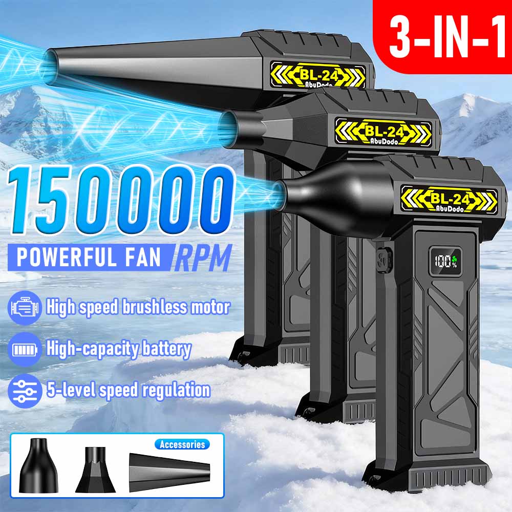 Leaf Blower Cordless - ブラシレスコードレスガーデンエアブロワー 150000RPM ハイパワーターボジェットファン USB充電式 庭、芝生、葉、雪、パティオの清掃用