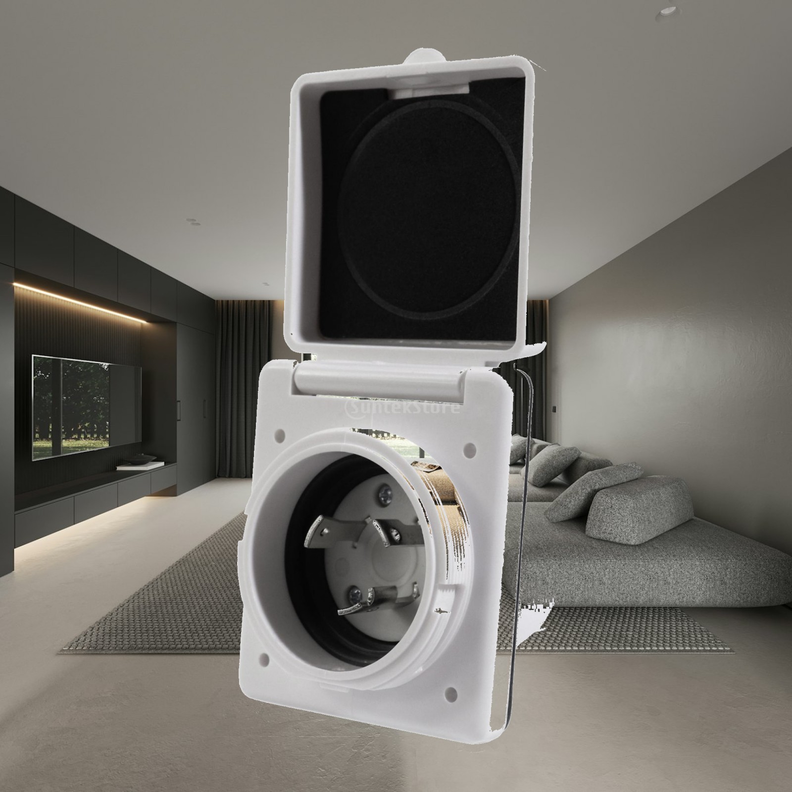 Outdoor Power Socket With Lock - 防水フランジ付きインレット電源ソケット 125V 30A プラスチックツイストロック RV発電機 屋外用