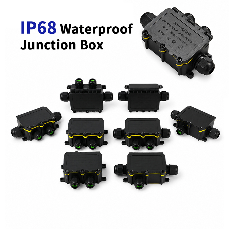 Outdoor Power Junction - IP68防水ジャンクションボックス 2-8ウェイ 6極電気ケーブルコネクタ 32A 450V PA66