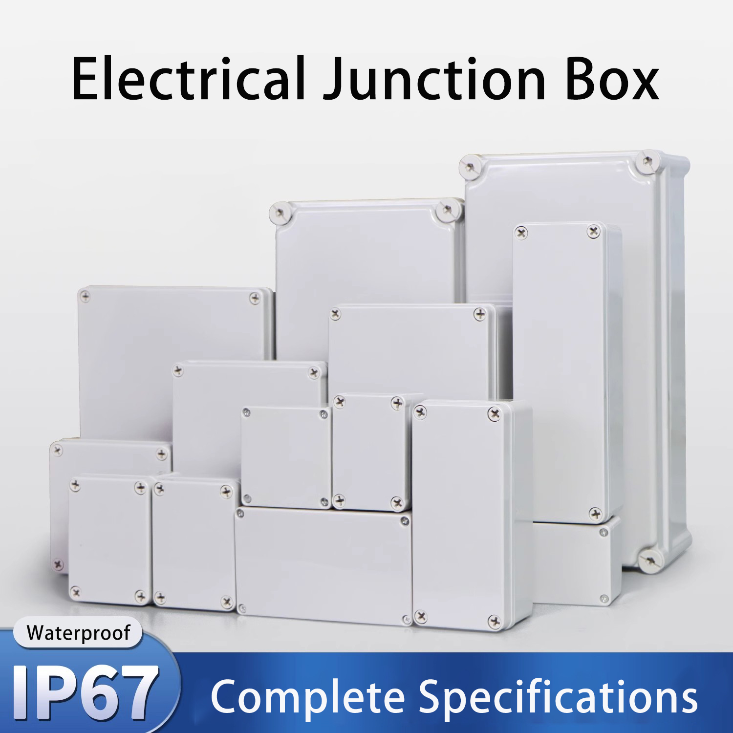 Outdoor Power Junction - IP67 グレー/透明カバー 屋外防水ジャンクションボックス ABS プラスチックエンクロージャー ネジケーブル密閉ケース