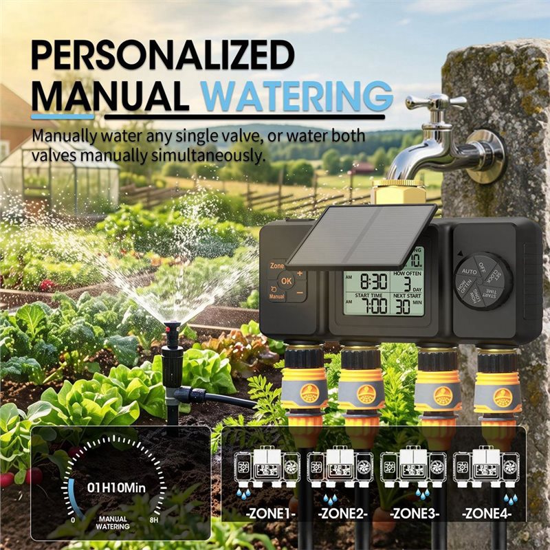 ABBO-BSP3/4対応ソーラー式灌漑タイマー、4ゾーン自 - Power Zone Outdoor Timer のレビューと価格