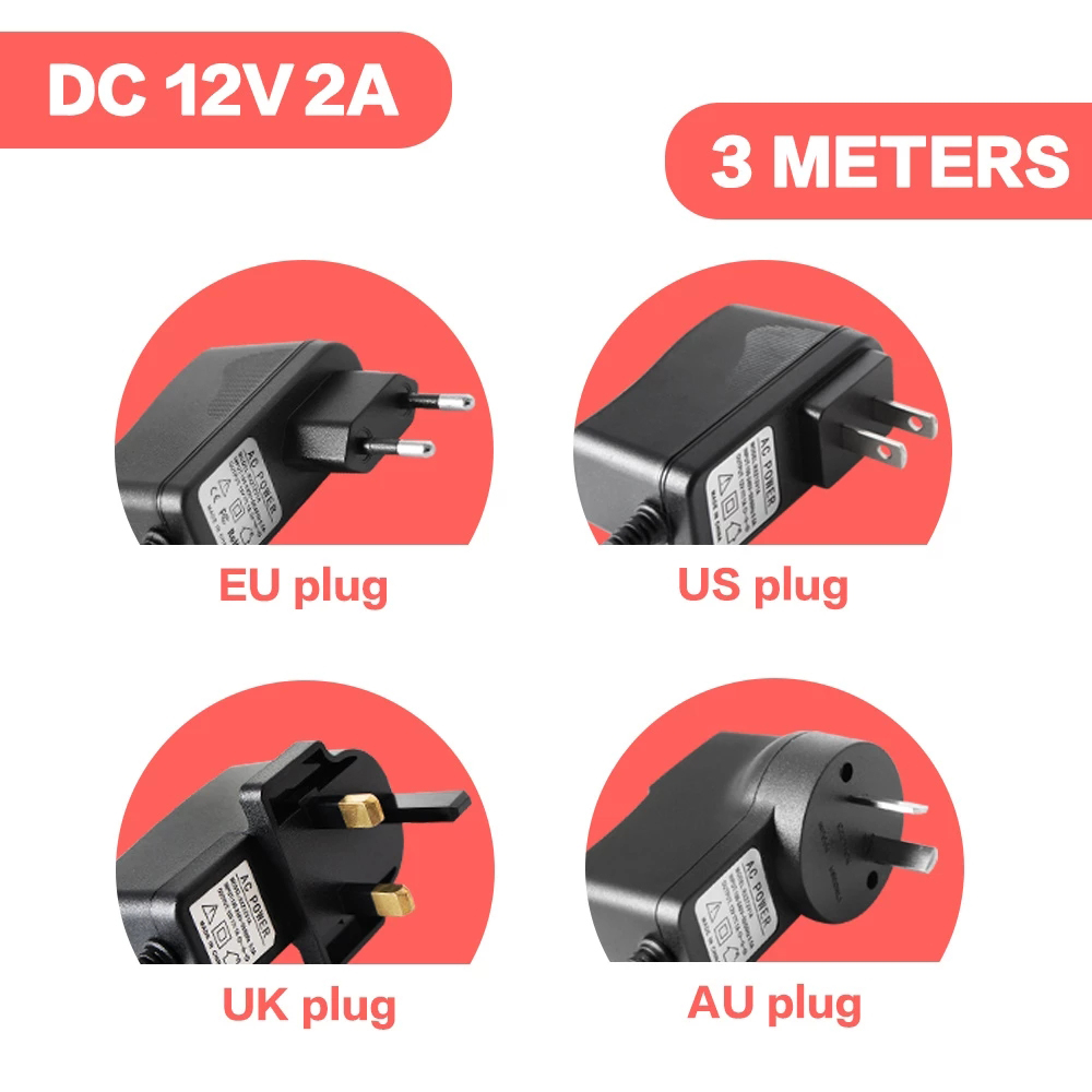DC 12V 2A 3 メートルの長さの電源アダプタセキュリ - Outdoor Power Supply 12V のレビューと価格