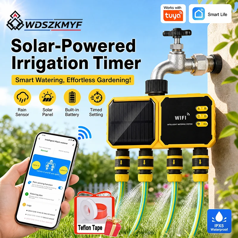 ソーラー電源式WiFiスマート灌漑タイマー 2/4ゾーン A - Power Zone Outdoor Timer のレビューと価格