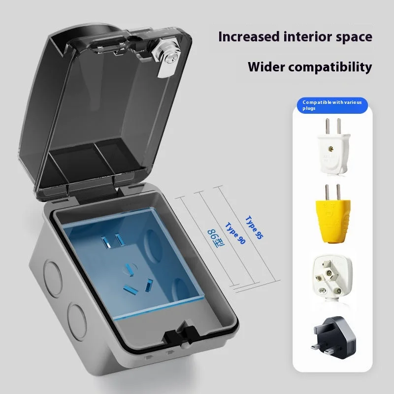 屋外用86型オープンマウントソケット屋外用防雨電源防水ケース - Outdoor Power Socket With Lock のレビューと価格