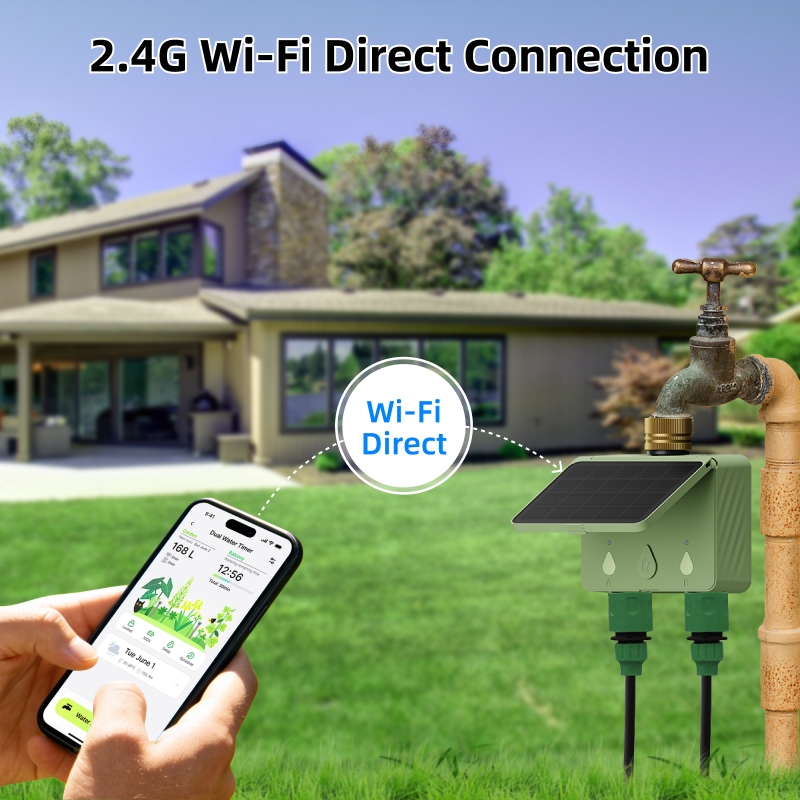 WiFi 2ゾーン自動スプリンクラーソーラーパワーウォーター - Power Zone Outdoor Timer のレビューと価格