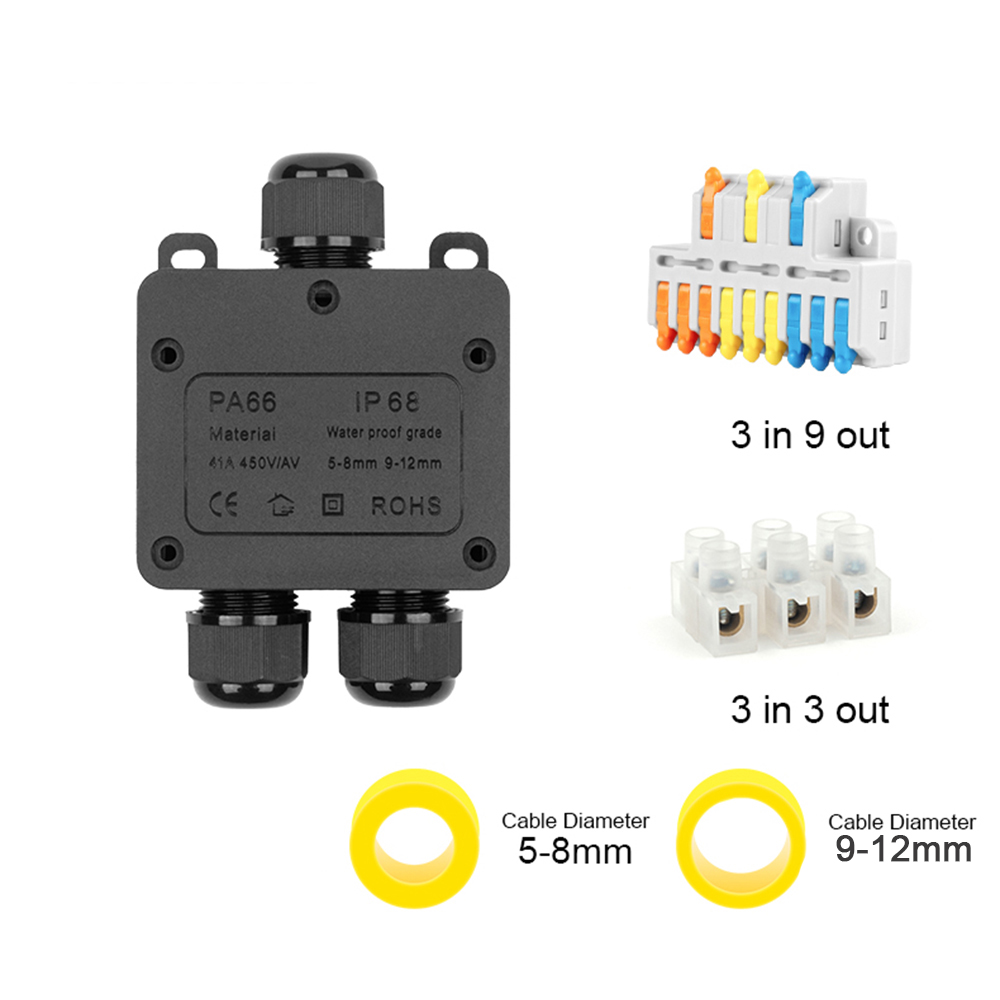 防水IP68ジャンクションボックス,防水,3ウェイミニコネク - Outdoor Power Junction のレビューと価格