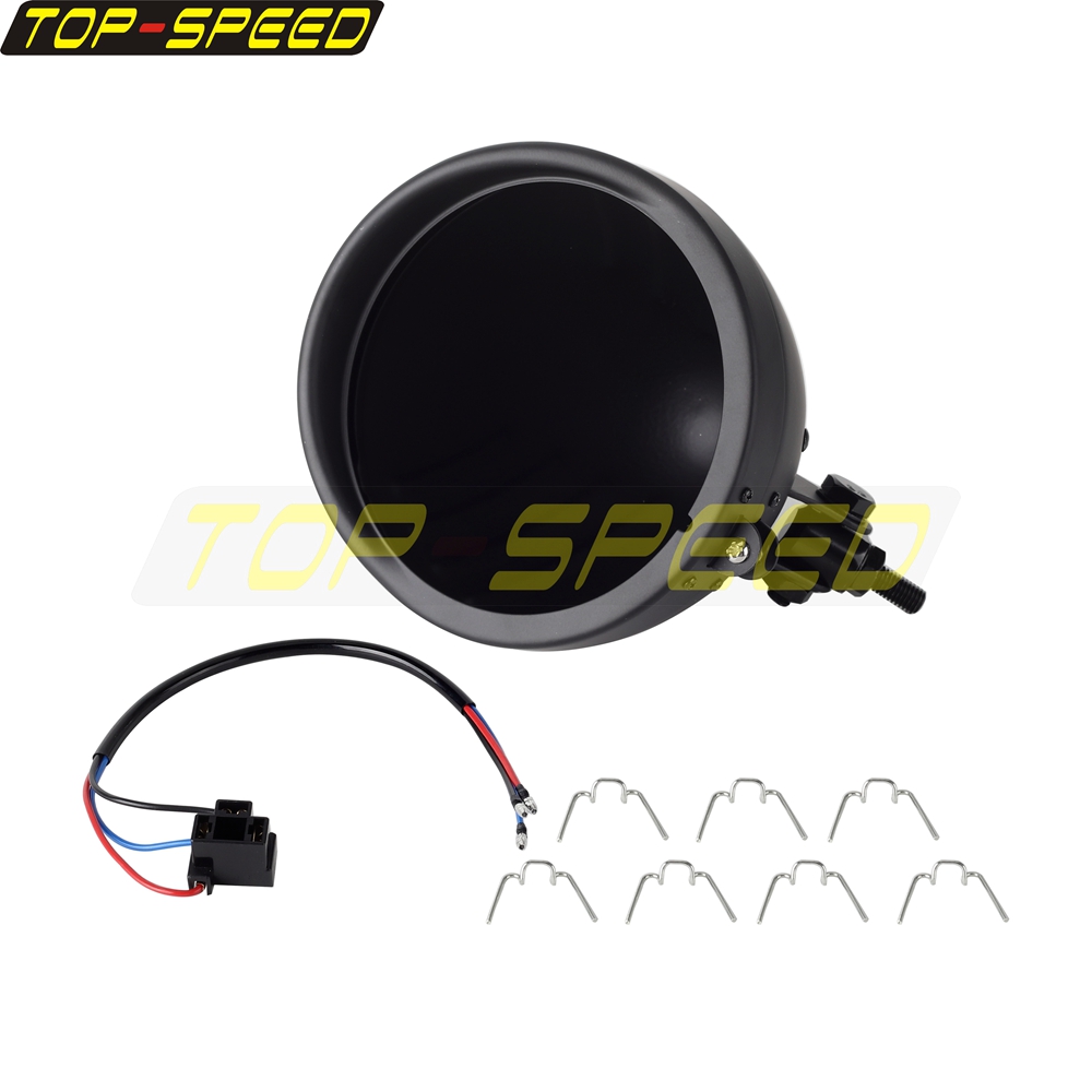 ブラック/クロームオートバイヘッドランプハウジングライトシェ - Outdoor Power Usa のレビューと価格