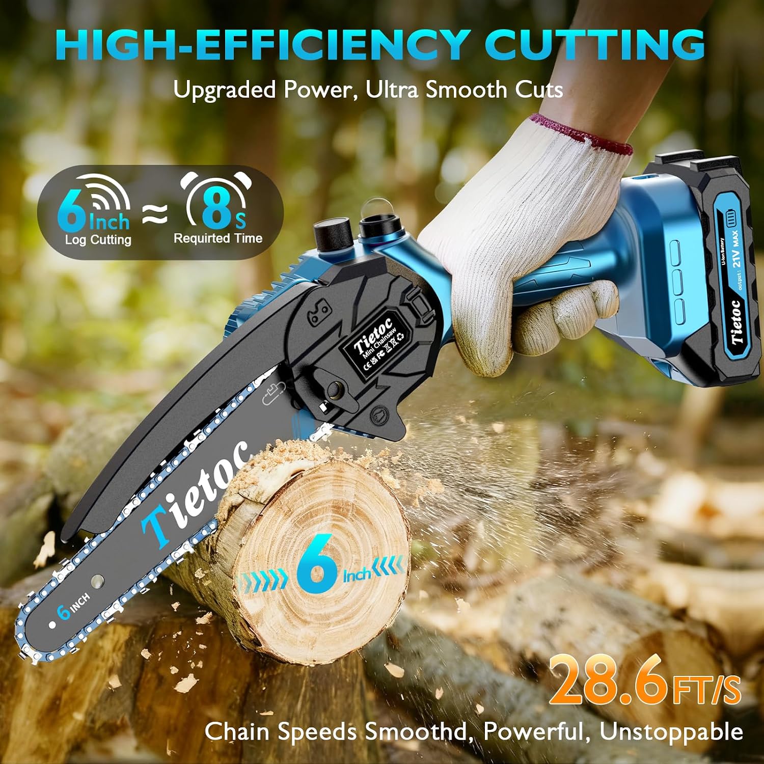 ミニチェーンソー、6インチコードレスチェーンソー、880W強 - Electric Chainsaw Battery のレビューと価格